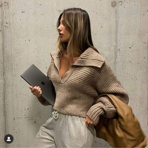 Zara Brown Ribbed Sweater